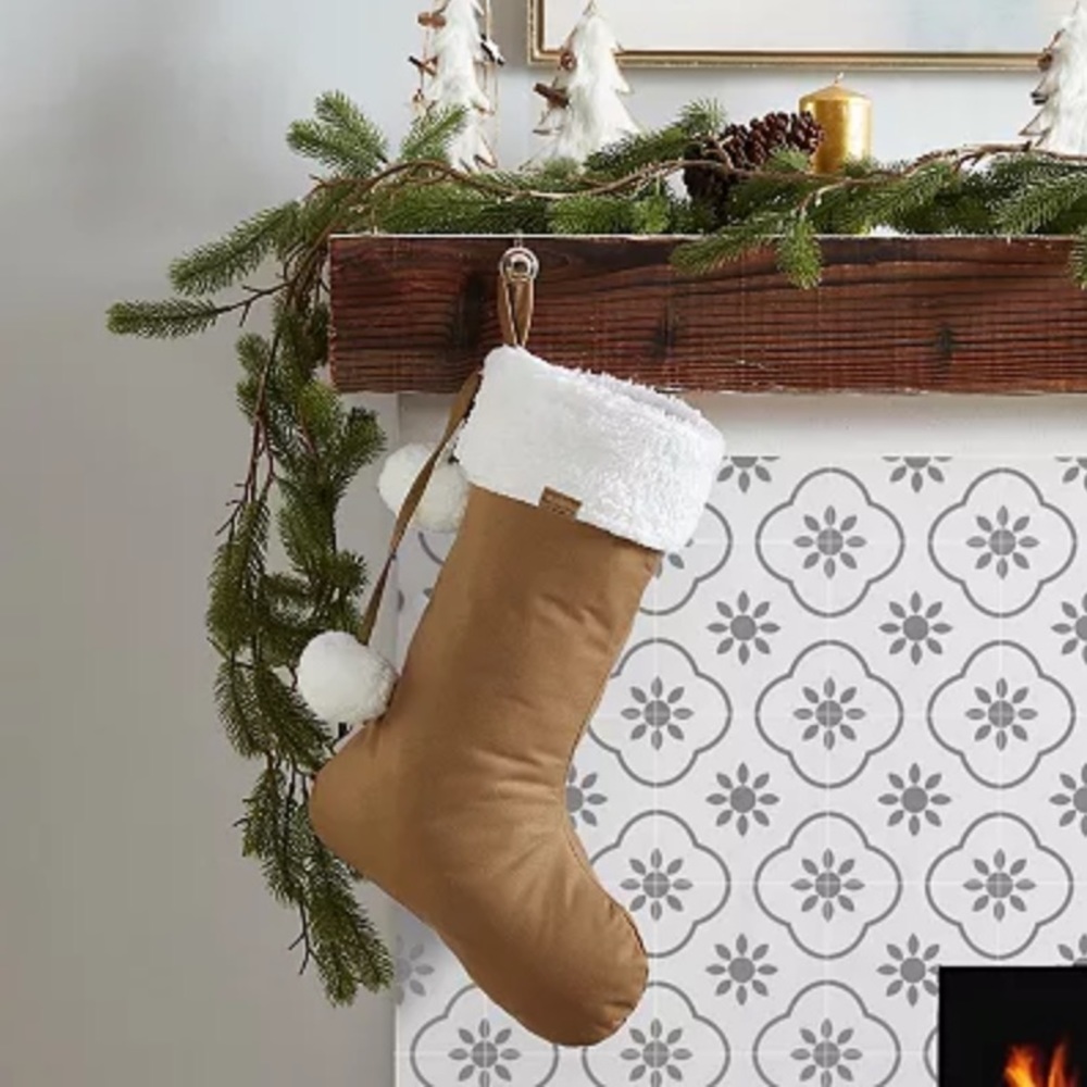 Kookaburra by Ugg Brown Faux Suede Stocking with Pom-Poms